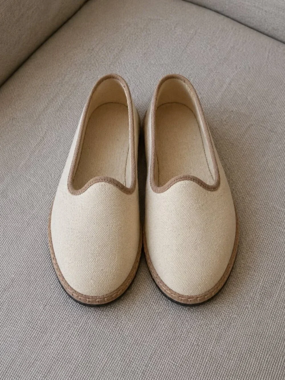 pratesi resort canvas espadrille flats ecru tan size 5 made in italy